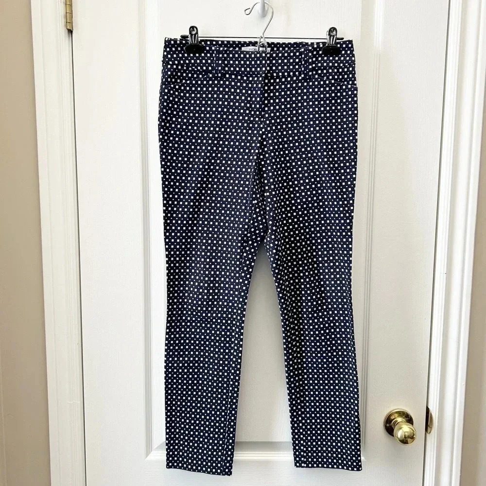 Ricki’s Blue White Cigarette Trousers Slim Ankle Cropped Pants Size 2 - Picture 3 of 16